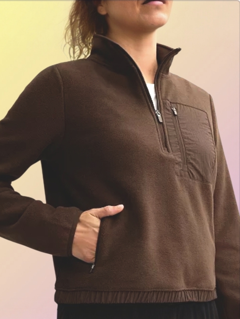 NWT 3XL Mixed Media Micro Fleece ¼ Zip Pullover Top w 3 Pockets